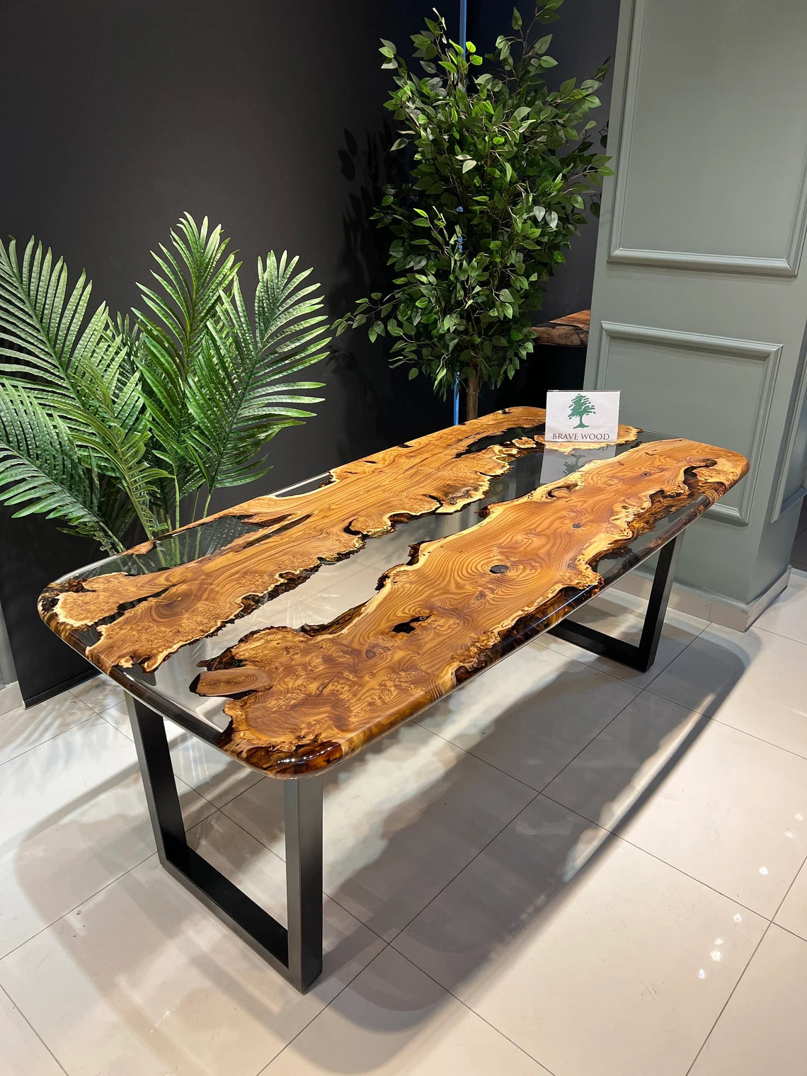 Dining room table, Oleaster tree, Epoxy table, Custom live edge epoxy resin dining table, Dinner table