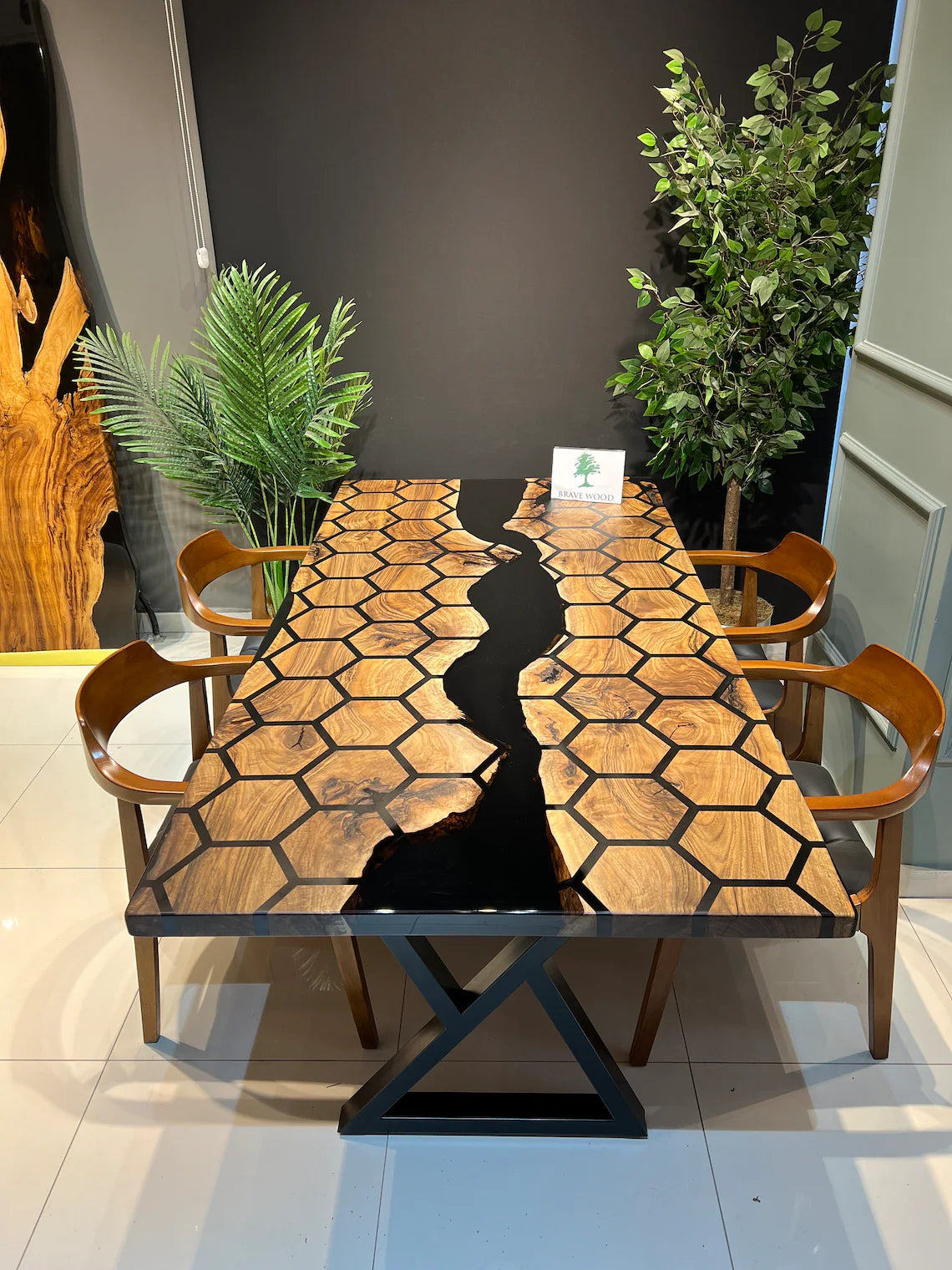 Kitchen dining table, Honeycomb Epoxy Table , Black Walnut Table, Conference table, Epoxy Walnut table, Walnut dining room table