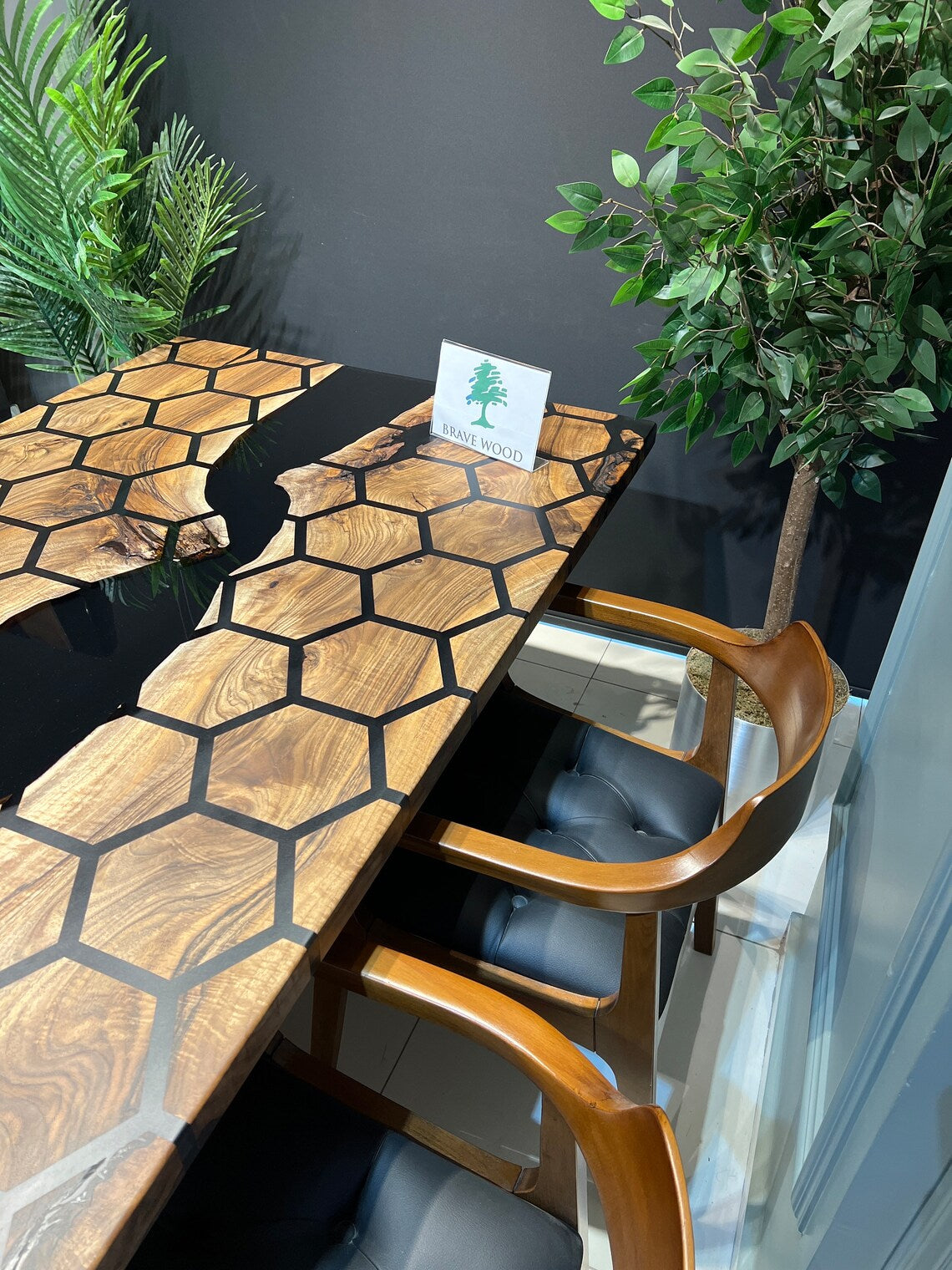 Kitchen dining table, Honeycomb Epoxy Table , Black Walnut Table, Conference table, Epoxy Walnut table, Walnut dining room table