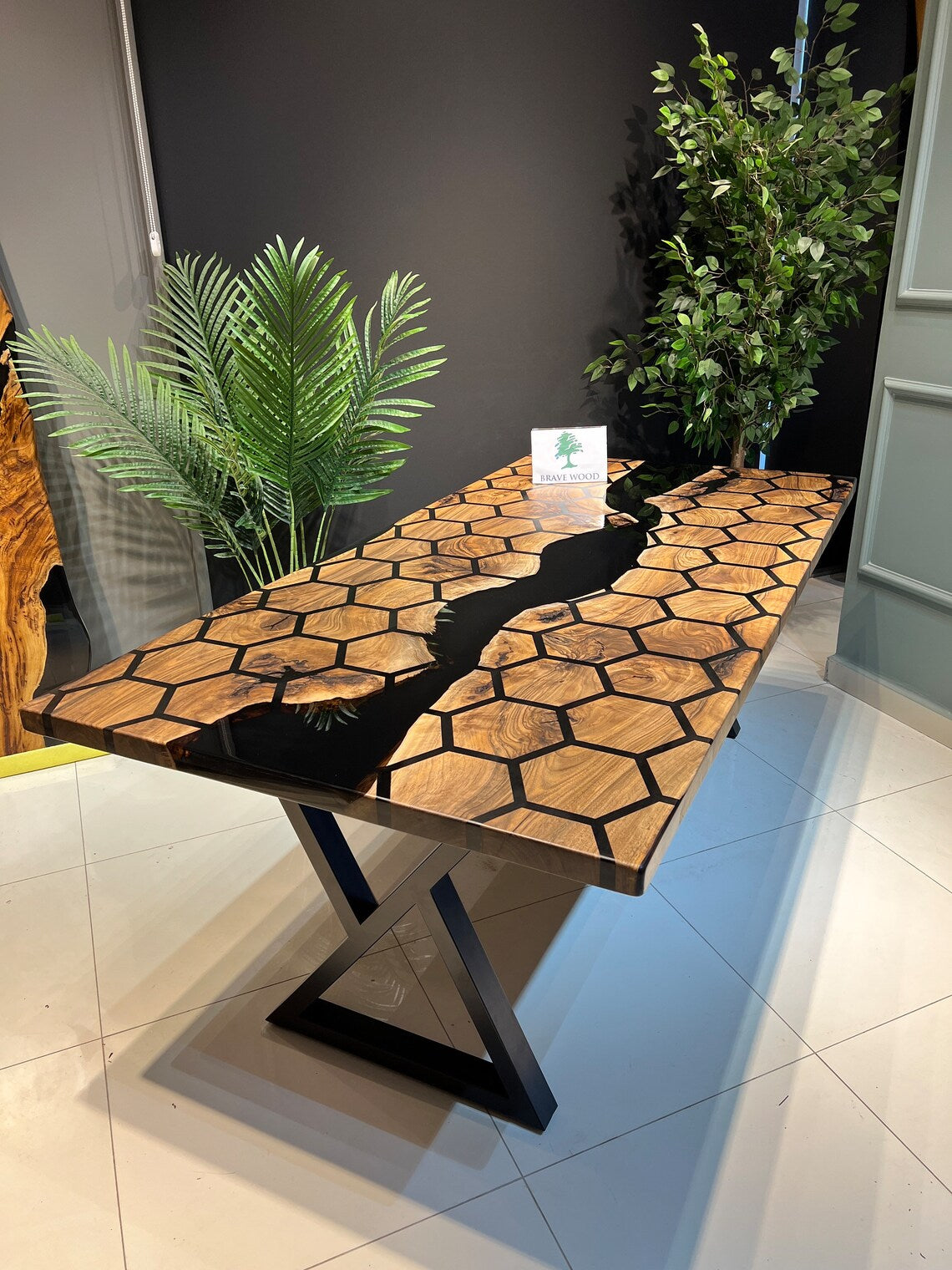 Kitchen dining table, Honeycomb Epoxy Table , Black Walnut Table, Conference table, Epoxy Walnut table, Walnut dining room table