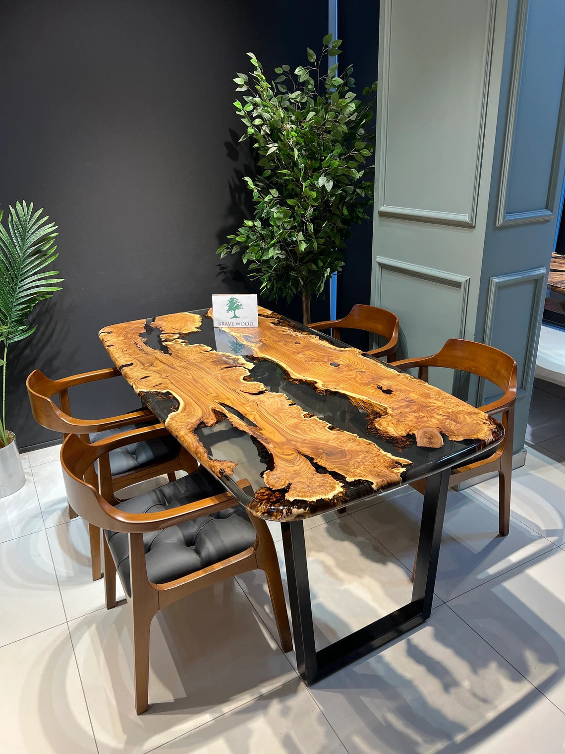 Dining room table, Oleaster tree, Epoxy table, Custom live edge epoxy resin dining table, Dinner table