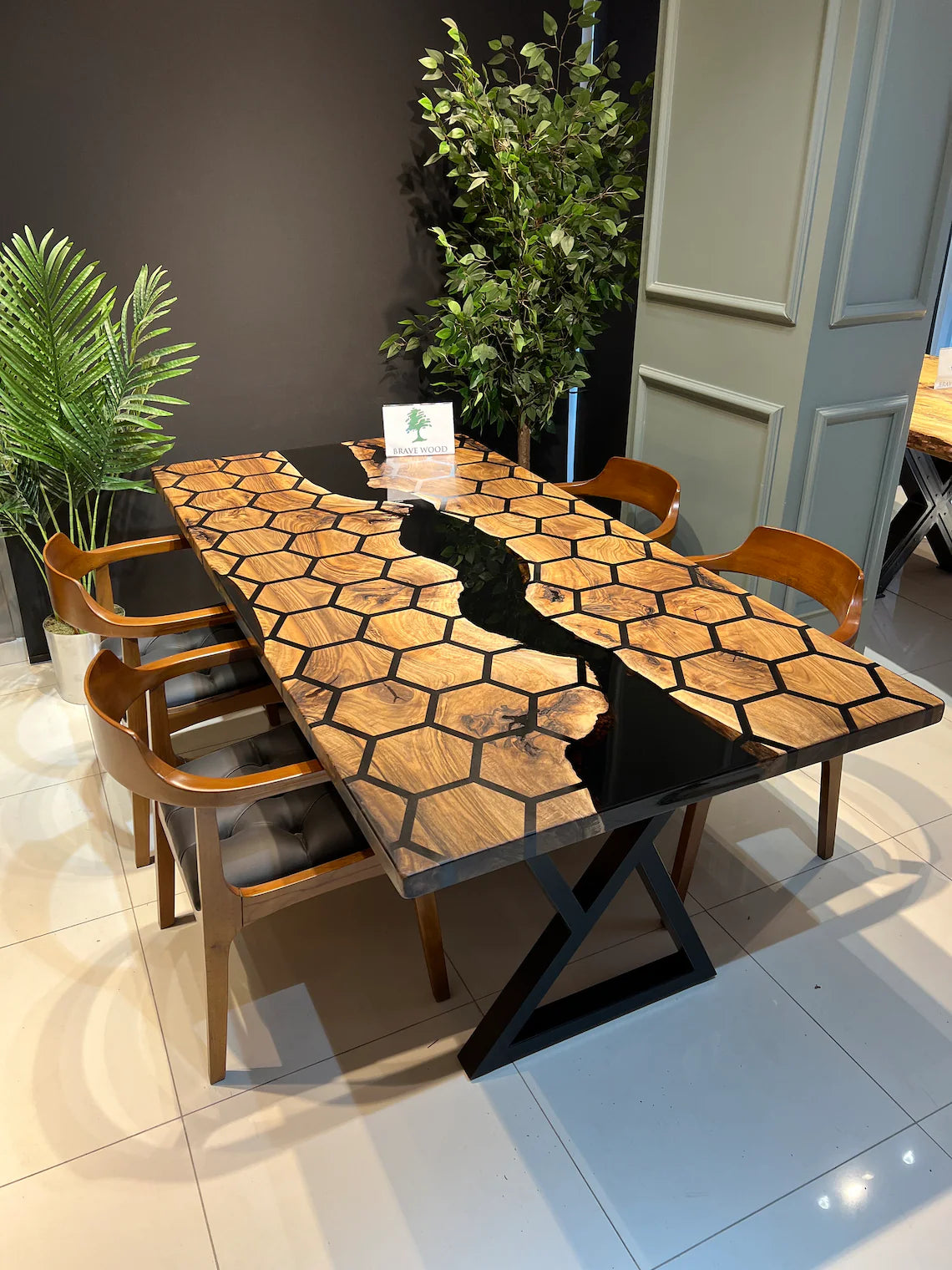 Kitchen dining table, Honeycomb Epoxy Table , Black Walnut Table, Conference table, Epoxy Walnut table, Walnut dining room table