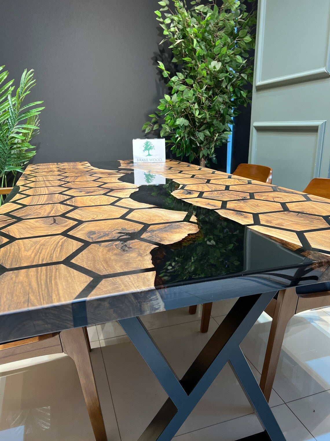 Kitchen dining table, Honeycomb Epoxy Table , Black Walnut Table, Conference table, Epoxy Walnut table, Walnut dining room table