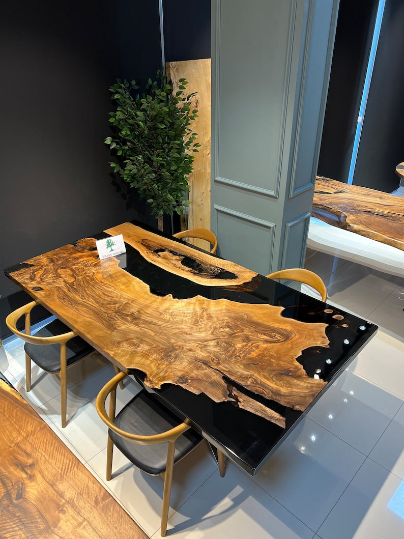 Custom epoxy dining table, Epoxy table, Dining room table, Custom epoxy river table, Meeting table, Wooden dining table