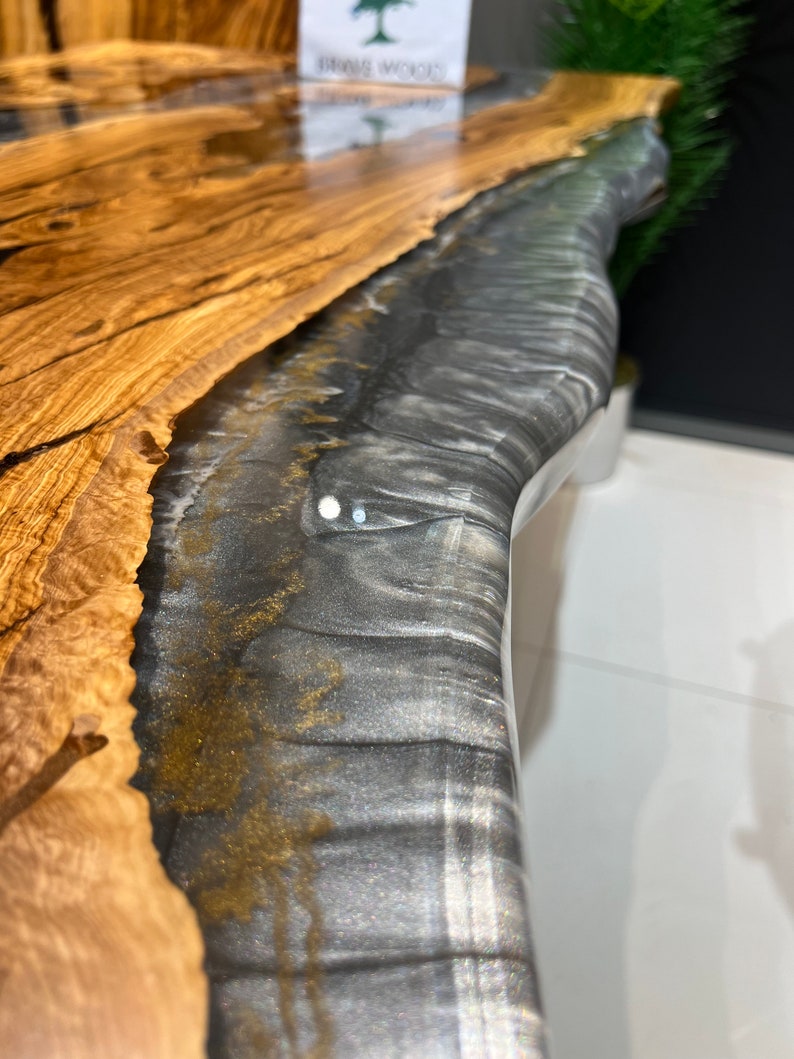 Epoxy olive table, Living room table, Kitchen table, Custom live edge epoxy resin dining table, Color pigment epoxy, Dining room table