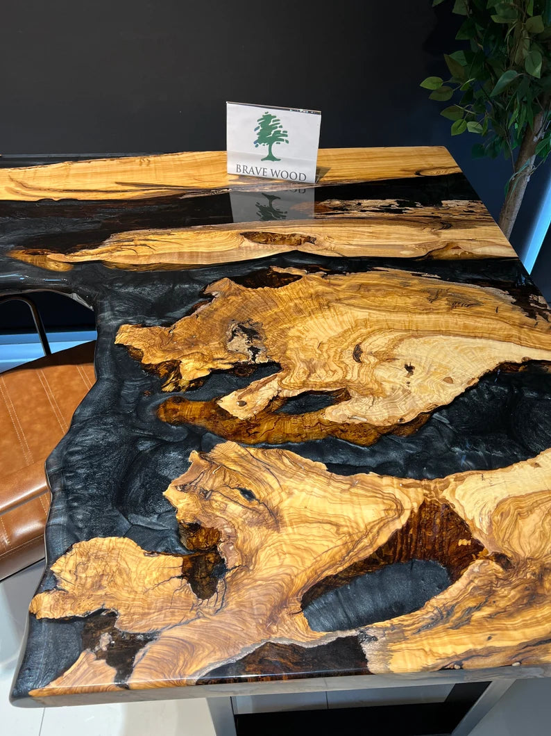 Epoxy work table, Desk, Olive wood epoxy work table, Metallic epoxy desk, Office desk