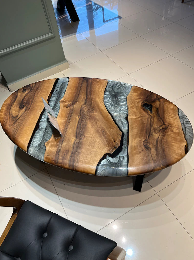 Oval coffee table, Oval dining room table, Epoxy table, Coffee table, Living room table